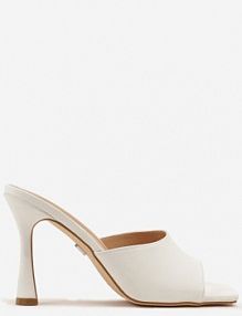 Białe Klapki Vices na Obcasie Typu Szpilka z Kwadratowym Noskiem Mevodina damskie