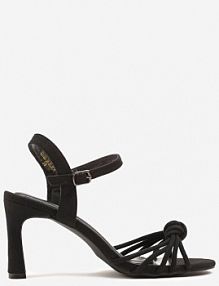 Czarne Sandały na Słupku Vices Ozdobione Supełkiem Filarina