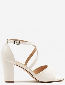 Białe Sandały na Słupku Vices Ozdobione Paskami Nitaniela