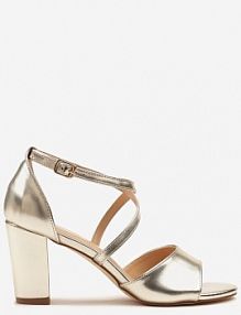Złote Sandały na Słupku Vices Ozdobione Paskami Nitaniela