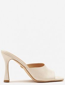 Beżowe Klapki Vices na Obcasie Typu Szpilka z Kwadratowym Noskiem Mevodina damskie