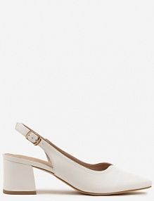 Białe Sandały Vices na Słupku Slingback ze Skórzaną Wkładką Ciaravien