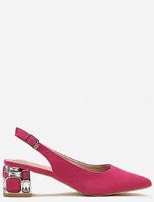 Fuksjowe Sandały Vices na Ozdobnym Słupku Typu Slingback ze Skórzaną Wkładką Eraliora
