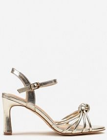 Złote Sandały na Słupku Vices Ozdobione Supełkiem Filarina