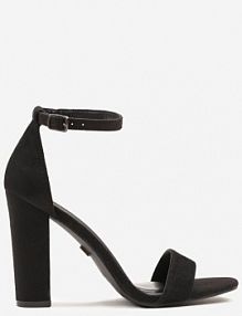 Czarne Sandały Vices na Słupku w Klasycznym Stylu Feve