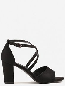 Czarne Sandały na Słupku Vices Ozdobione Paskami Nitaniela