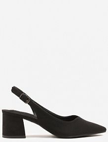 Czarne Sandały Vices na Słupku Slingback ze Skórzaną Wkładką Ciaravien