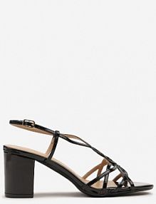 Czarne Sandały na Słupku Vices Ozdobione Paskami Sanello