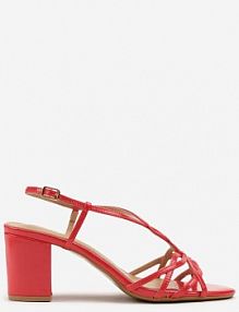Czerwone Sandały na Słupku Vices Ozdobione Paskami Sanello