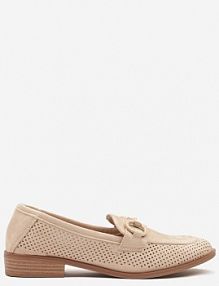 Ciemnobeżowe Mokasyny Vices z Perforacją z Wkładką ze Skóry Naturalnej Felithria damskie