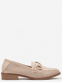Beżowe Mokasyny Vices z Perforacją z Wkładką ze Skóry Naturalnej Felithria damskie