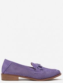 Fioletowe Mokasyny Vices z Perforacją z Wkładką ze Skóry Naturalnej Felithria damskie