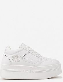 Biało-Srebrne Sneakersy Vices na Platformie Ozdobione Metalicznymi Aplikacjami Nelanil damskie