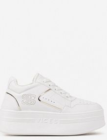 Biało-Złote Sneakersy Vices na Platformie Ozdobione Metalicznymi Aplikacjami Nelanil damskie