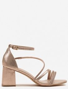 Szampańskie Sandały Vices na Słupku Ozdobione Cyrkoniami Otiriel