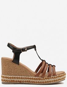 Brązowe Sandały na Koturnie Vices z Ozdobną Plecionką Eravaria