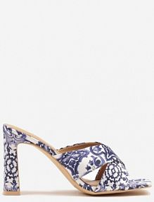 Niebieskie Klapki Vices w Print w Stylu Boho na Słupku Eratharia damskie