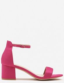 Fuksjowe Basicowe Sandały na Słupku Vices z Paskiem Wokół Kostki Varhira