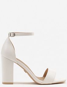 Białe Sandały Vices na Słupku z Wkładką ze Skóry Naturalnej Avelhira