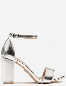 Srebrne Sandały Vices na Słupku z Wkładką ze Skóry Naturalnej Avelhira