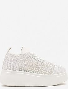 Białe Ażurowe Sneakersy Vices na Platformie Halvisa damskie