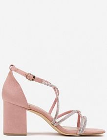Różowe Sandały na Słupku Vices Ozdobione Cyrkoniami Wiolavira