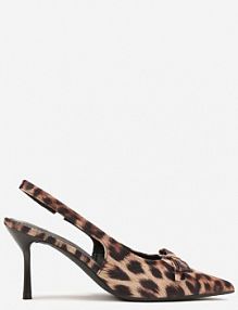 Panterkowe Sandały Szpilki Vices Typu Slingback z Kokardą Dorozia Renee