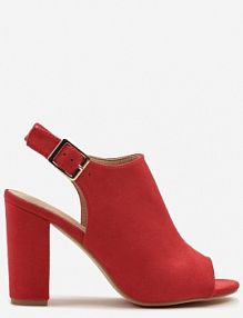 Czerwone Sandały Vices na Słupku z Wkładką ze Skóry Naturalnej Feladriela