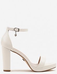 Białe Basicowe Sandały Vices na Platformie i Słupku Taeli