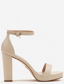 Beżowe Basicowe Sandały Vices na Platformie i Słupku Taeli