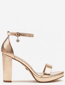 Szampańskie Basicowe Sandały Vices na Platformie i Słupku Taeli