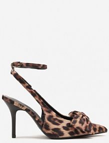 Panterkowe Sandały na Szpilce Vices z Dużą Kokardką Bez Pięty Velozia Renee