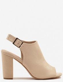 Beżowe Sandały Vices na Słupku z Wkładką ze Skóry Naturalnej Feladriela