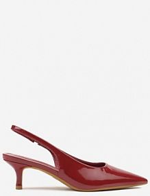 Bordowe Czółenka Slingback Vices z Lakierowanym Połyskiem na Kaczuszce Sonwena Renee