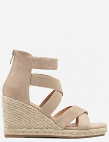 Ciemnobeżowe Sandały Vices na Koturnie Ozdobionym Plecionką Adisiel