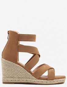 Brązowe Sandały Vices na Koturnie Ozdobionym Plecionką Adisiel