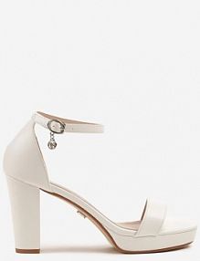 Białe Sandały Vices na Słupkowym Obcasie z Paskiem Wokół Kostki Maritira