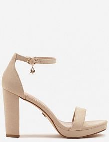 Ciemnobeżowe Basicowe Sandały Vices na Platformie i Słupku Taeli