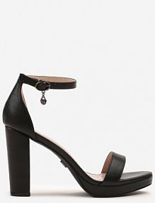 Czarne Basicowe Sandały Vices na Platformie i Słupku Taeli