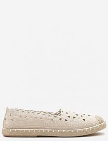Beżowe Espadryle Vices z Ażurową Cholewką i Plecionym Sznurkiem Arivoni damskie