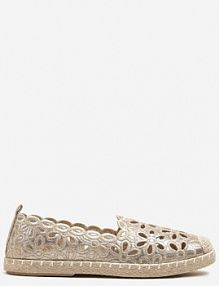 Złote Espadryle Vices Ozdobione Ażurowym Wzorem i Ozdobną Plecionką Arivosa damskie