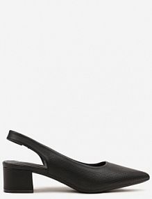Czarne Sandały Vices na Słupkowym Obcasie z Ozdobną PerforacjąTelarelle