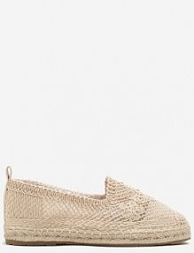 Beżowe Espadryle Vices na Plecionej Podeszwie Zdobione Szydełkowym Tłoczeniem Finselina damskie