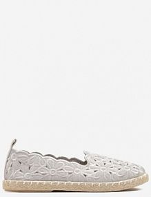 Szare Plecione Espadryle Vices z Kwiatowym Motywem z Ażurowymi Wycięciami Honavia damskie