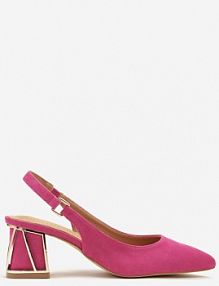 Fuksjowe Sandały Vices na Słupku ze Skórzaną Wkładką i Metaliczną Wstawką Sesoria