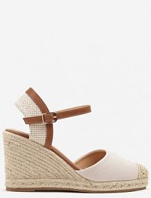 Beżowe Sandały Vices w Stylu Espadryli na Koturnie z Plecionki Amoiella