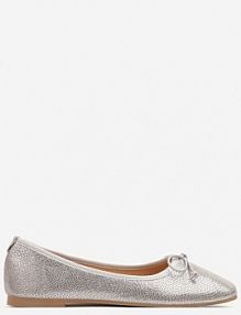 Szare Balerinki Vices z Ozdobną Kokardą i Tłoczeniem Typu Skóra Węża Tultewia damskie