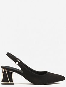 Czarne Sandały Vices na Słupku ze Skórzaną Wkładką i Metaliczną Wstawką Sesoria