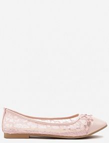 Różowe Koronkowe Balerinki Vices z Ozdobną Kokardką Desanelis damskie