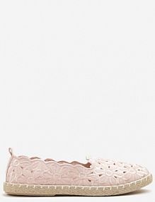 Różowe Plecione Espadryle Vices z Kwiatowym Motywem z Ażurowymi Wycięciami Honavia damskie